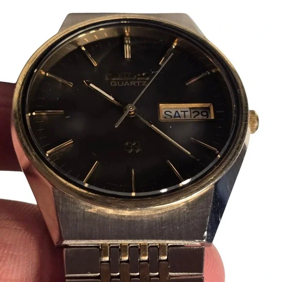 Vintage Seiko Quartz Two-Tone Watch Old‎ Money Classic Minimal Day Date Timeless - Picture 6 of 15